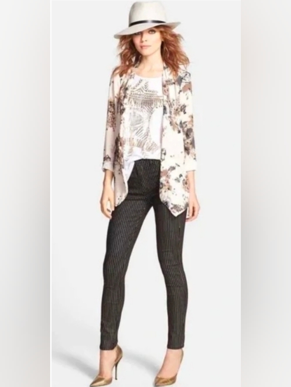 ❤ HUDSON BARBARA HIGH RISE SUPER SKINNY JEANS, BLACK WITH METALLIC GOLD STRIPE